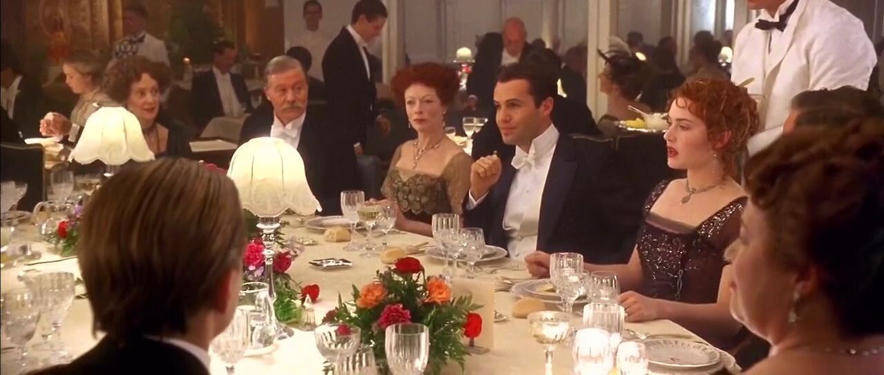 The dinner scene in "Titanic."