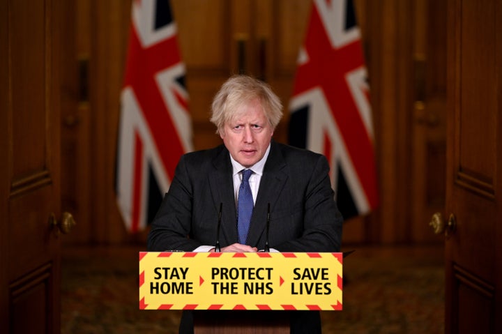 Prime minister Boris Johnson during a media briefing in Downing Street