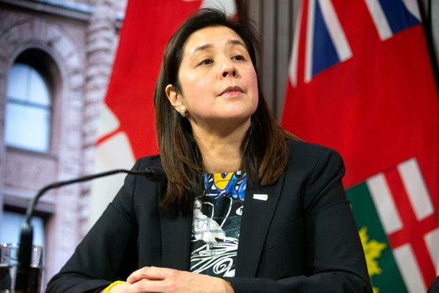 Dr. Eileen de Villa, Medical Officer of Health for the City of Toronto attends a news conference in Toronto...