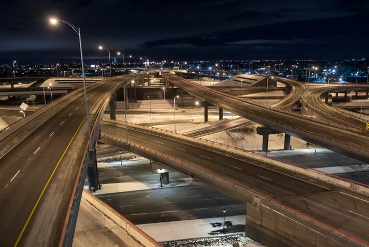 L'échangeur Turcot vide à Montréal, le samedi 9 janvier 2021.