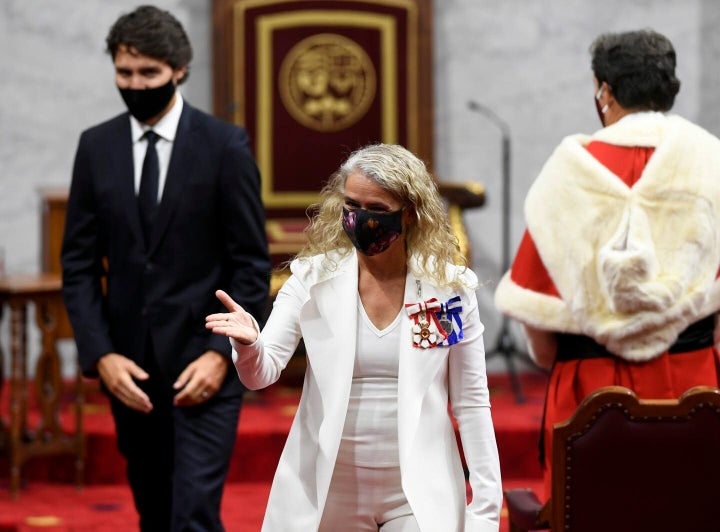 Gov. Gen. Julie Payette leaves along with Prime Minister Justin Trudeau after delivering last fall’s throne speech.