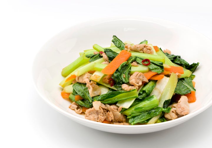 Komatsuna and pork stir fried