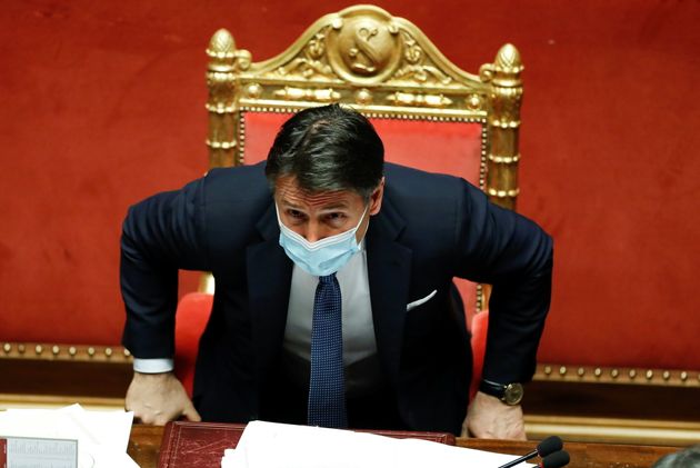 Giuseppe Conte lors d'un débat au Parlement italien le 19 janvier 2021.