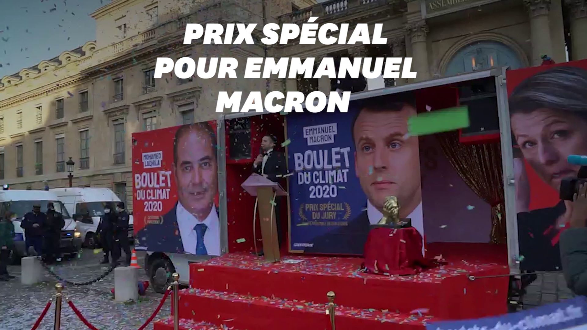 Greenpeace remet ses "boulets du climat" 2020 avec un prix spécial à Macron