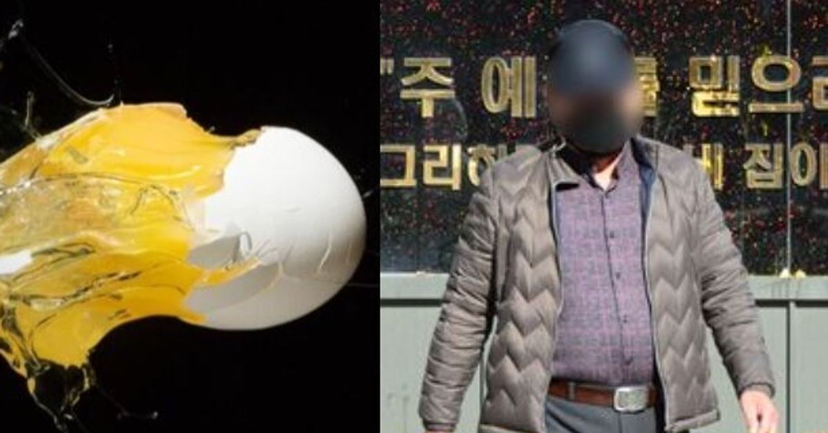 A self-employed person threw an egg at Gwangju TCS International School, where 109 confirmed patients were living in a dormitory in this city (photo)