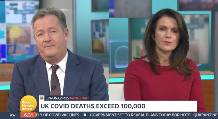 Piers Morgan and Susanna Reid during Wednesday's Good Morning Britain