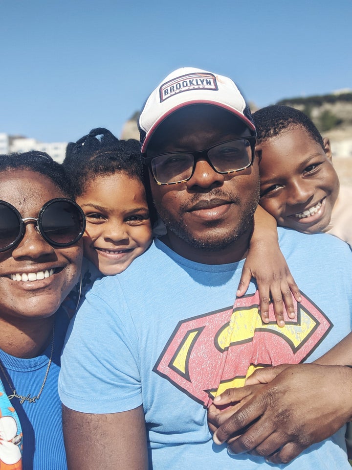 Yvadney Davis with her husband Emmanuel and children MG and Lolo.