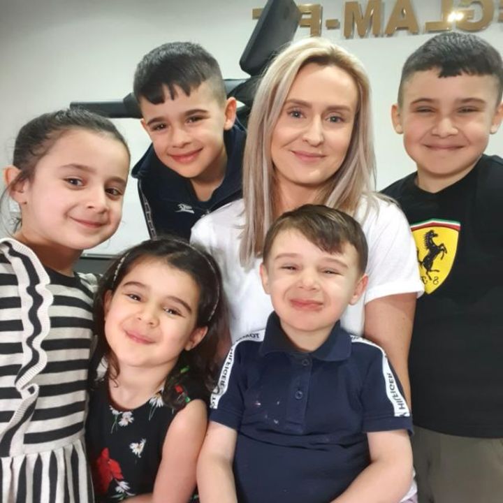 Jenna Rigby and her children Zayn, 9, Rayyan, 8, Aneesa, 6, Aaila, 5, Salahudeen, 4. 