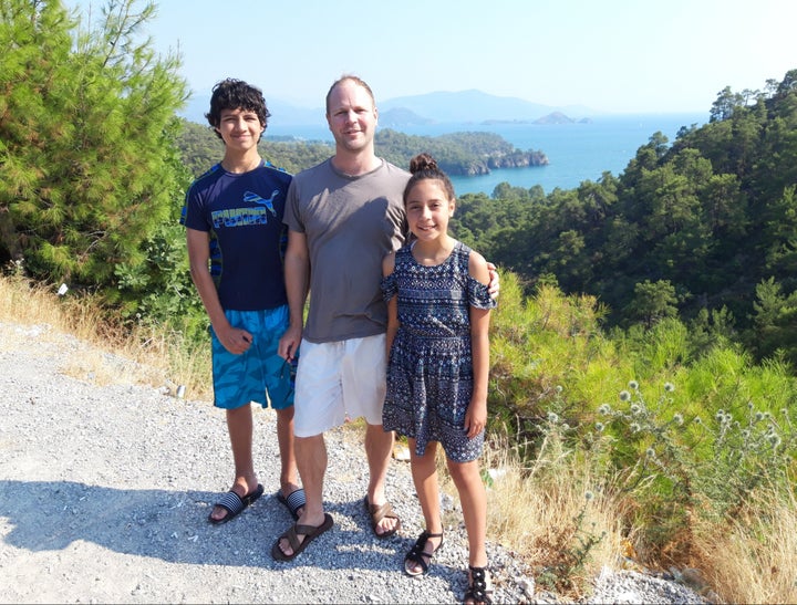 Ben Westwood with his children Jake, 15 and Isabella, 13.