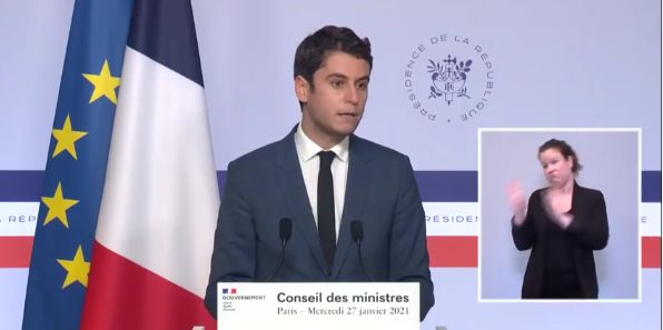 Gabriel Attal lors du compte rendu du Conseil des ministres mercredi 27 janvier. 