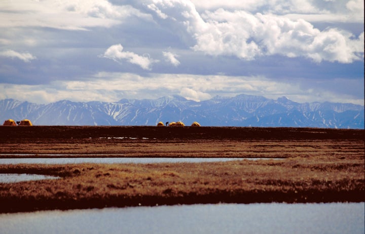 A bird research camp is pictured in Alaska's Arctic National Wildlife Refuge. 