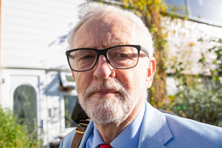 Former Labour leader Jeremy Corbyn leaves his house in north London