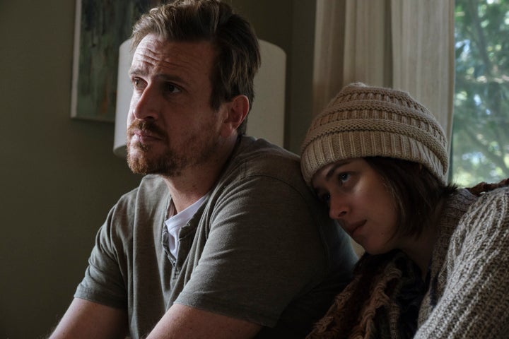 Jason Segel and Dakota Johnson in "Our Friend." 