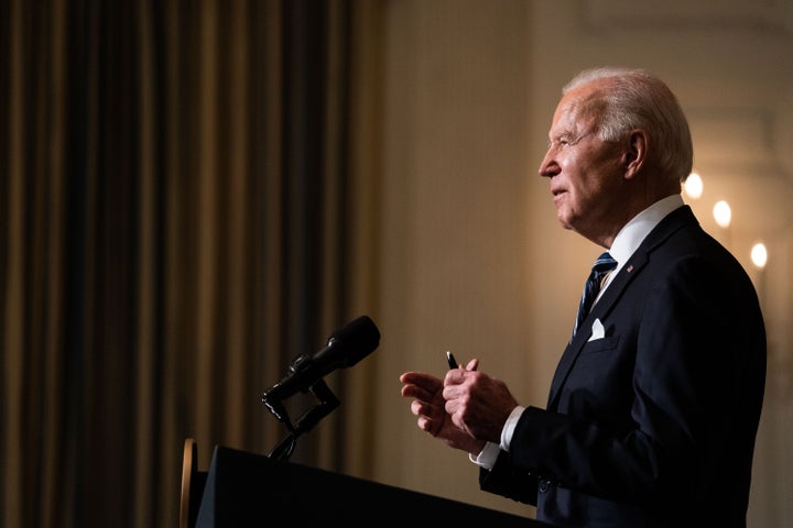 President Joe Biden speaking the White House before signing a flurry of executive orders on climate change Wednesday.