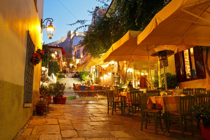 Streets of Plaka in centre of Athens, Greece.