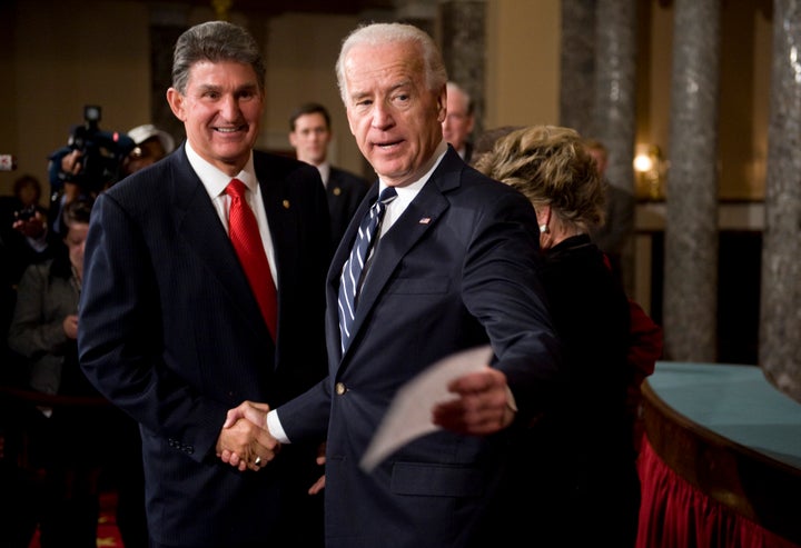 President Joe Biden needs the support of Sen. Joe Manchin (D-W.Va.) (left) to pass any COVID-19 relief bill. WorkMoney is hop