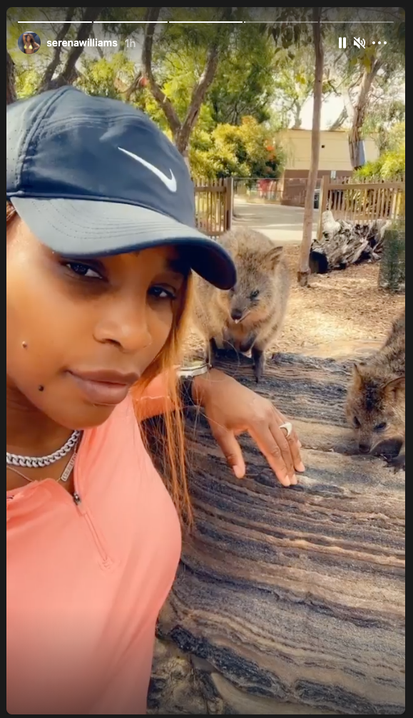 Serena Williams goes to the zoo in Adelaide on Friday after completing two weeks of hotel quarantine with her daughter.