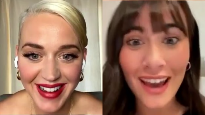 Aitana y Katy Perry durante su directo de Instagram.
