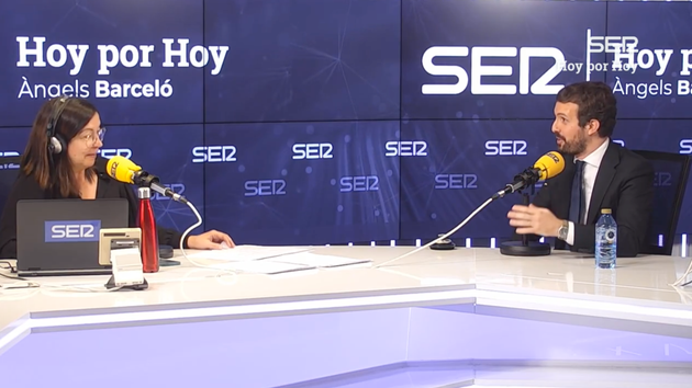 Pablo Casado y Àngels Barceló, este lunes en 'Hoy por Hoy'.