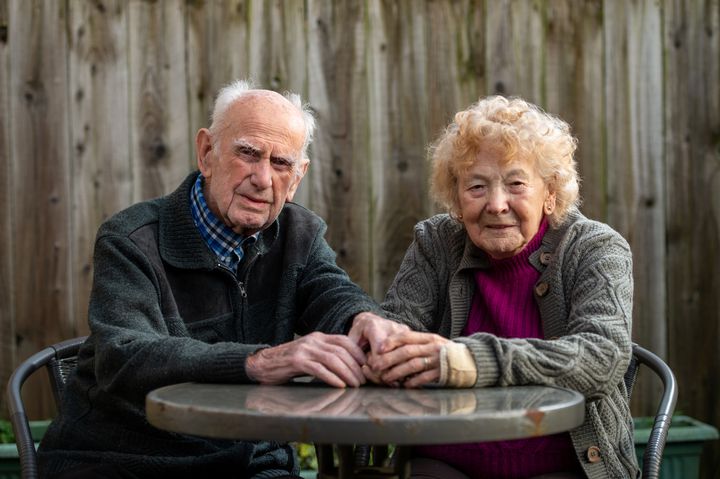 Ron (100) and Beryl (98) Golightly, who have been married for 80 years, pictured at home near Harrogate, North Yorks.