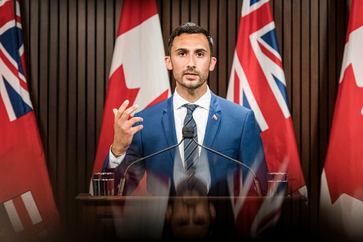 Ontario Minister of Education Stephen Lecce makes an announcement at Queen's Park in Toronto on Aug, 13, 2020. 