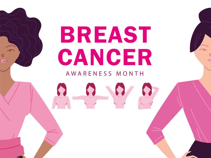 women do breast self test, breast cancer awareness month vector illustration design