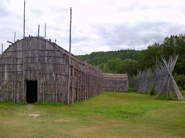 Reconstruction of an Iroquois longhouse in Saint-Félix-d'Otis, Que.