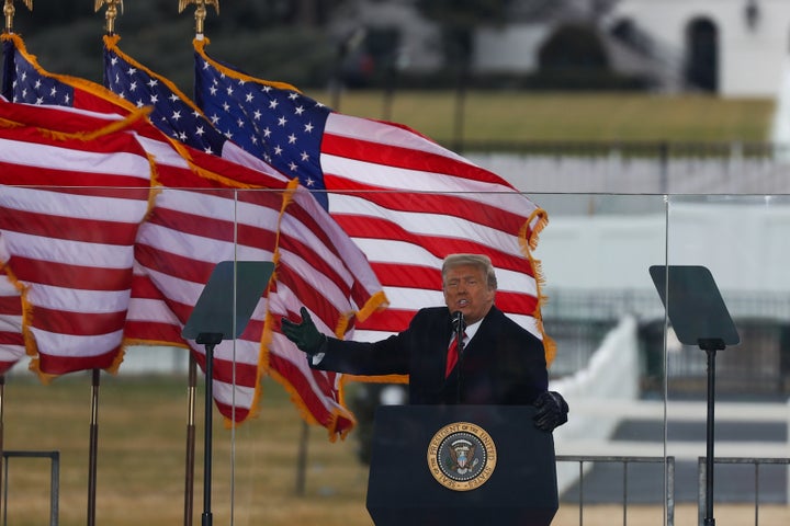 Then-President Donald Trump speaks to supporters on Jan. 6, soon before many of them stormed the Capitol. 