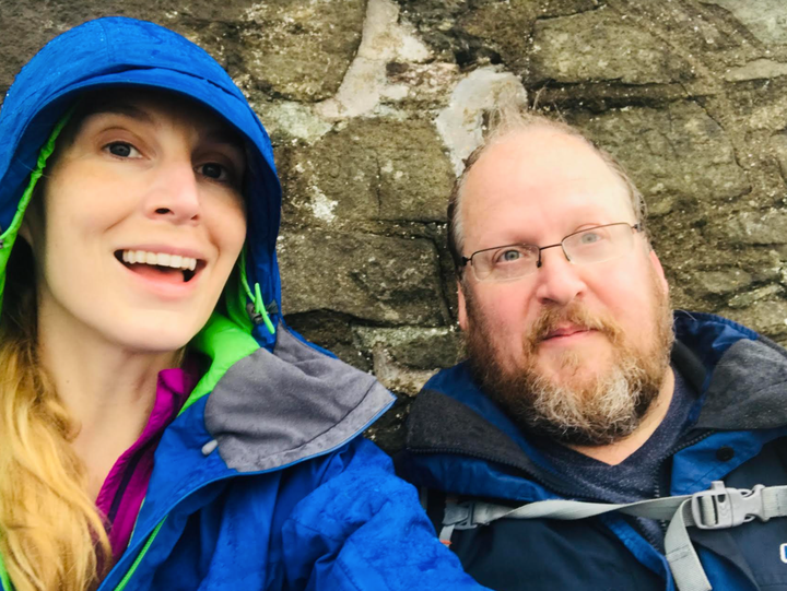 The author with her husband, Hywel Phillips, in Wales, where they now live.