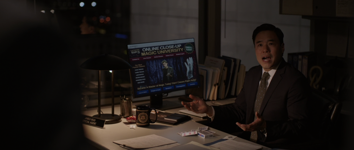 Woo learns magic via a computer in "Ant-Man and the Wasp."