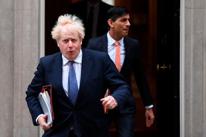 Boris Johnson and Rishi Sunak leaving 10 Downing Street