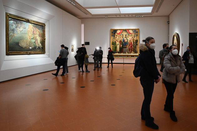 La Galerie des Offices de Florence, en Italie, accueillant des visiteurs le 21 janvier