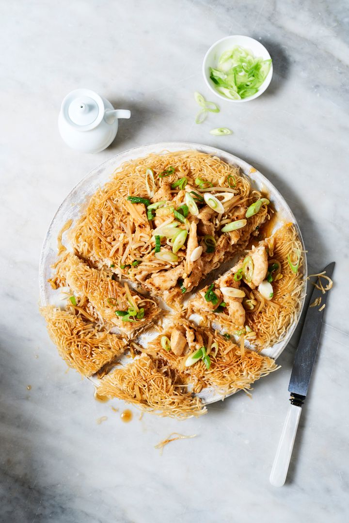 Ken Hom's Pan Fried Chicken on Crispy Noodles