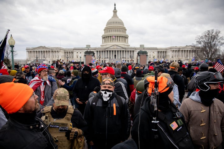 The Proud Boys outside the U.S. Capitol in Washington, D.C. on Jan. 6, 2021. 