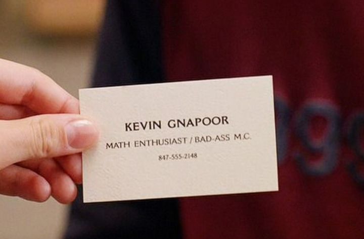 Kevin Gnapoor's business card as seen in Mean Girls