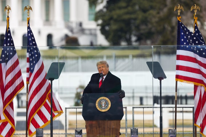 Donald Trump tells supporters at the Jan. 6 "March to Save America" rally in Washington to go to the U.S. Capitol and "fight 