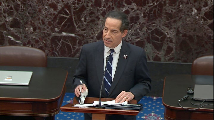 Rep. Jamie Raskin (D-Md.), the lead House impeachment manager, introduces the Articles of Impeachment to the Senate on Jan. 2