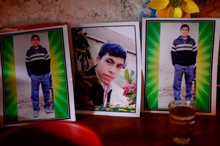 A portrait of Guatemalan migrant Rivaldo Danilo, who's believed to be among the 19 people killed in Mexico, is seen at his house in Tuilelen village, Guatemala on January 28.