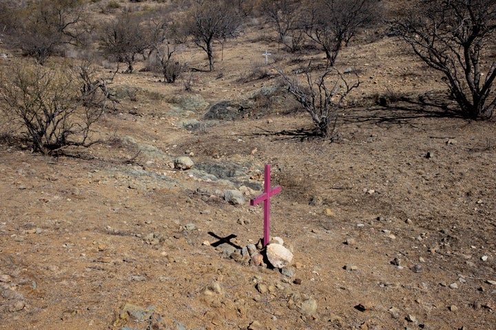 Crosses left by border activists mark the locations where the remains of migrants who died trying to cross into the U.S. through the harsh conditions of Arizona's Sonoran Desert were discovered on January 28. Over 220 deaths were reported in this section of the desert in 2020 and the number is probably much higher.