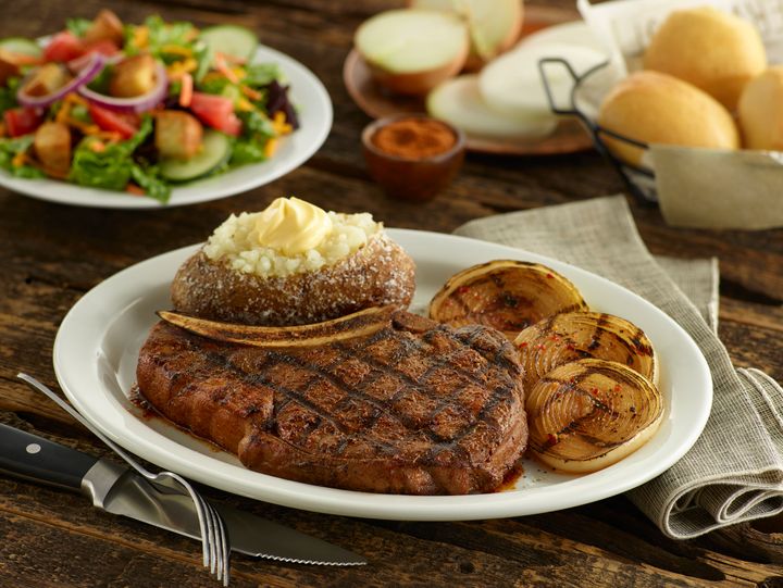 This blackened 20-ounce ribeye steak is as much red meat as it's advised to eat in an entire week.