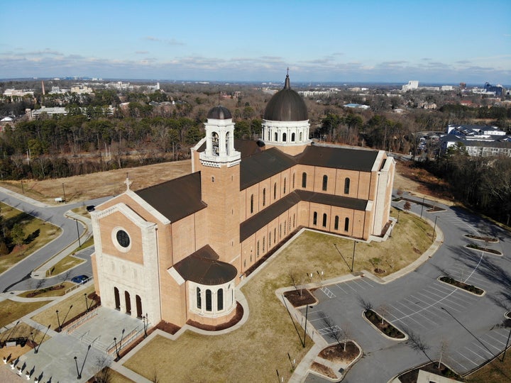 This Wednesday, Jan. 27, 2021, photo shows the Holy Name of Jesus Cathedral in Raleigh, N.C. The Raleigh Diocese collected at least $11 million from the federal government’s small business emergency relief program.