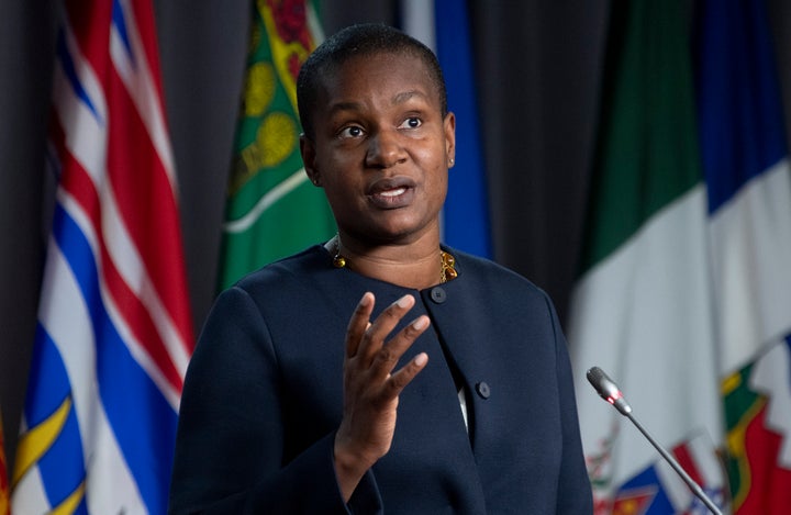 Green Party Leader Annamie Paul speaks at a news conference in Ottawa on Nov. 19, 2020.