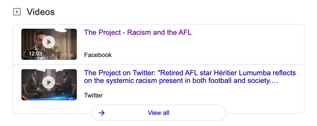 Cached versions of the video from the Twitter and Facebook accounts of 'The Project'.