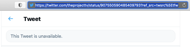 The tweet is now "unavailable". 