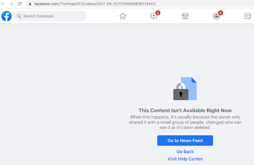 The content is not available on Facebook either.