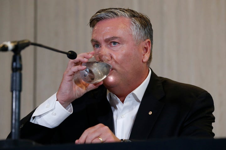 Collingwood President Eddie McGuire speaks to the media on Momday.