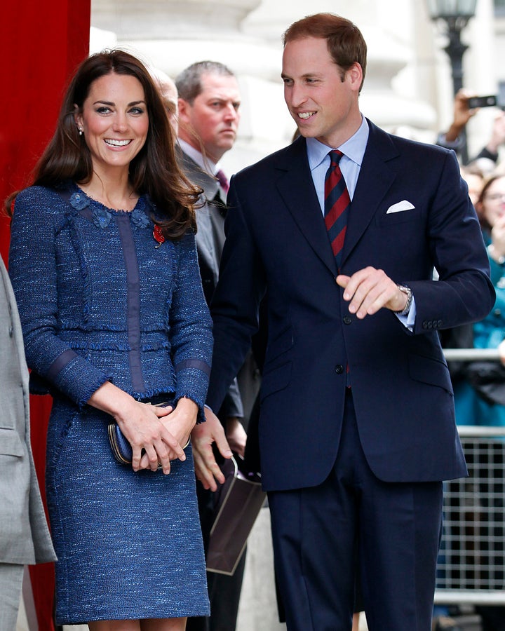 The Duke and Duchess of Cambridge leave after attending a Reception For The Scott-Amundsen Centenary Race at Goldsmiths' Hall on April 26, 2012, in London.