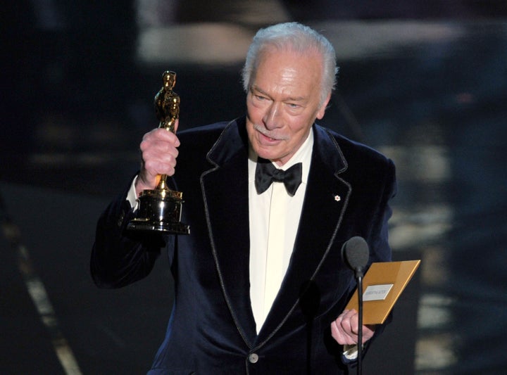 Plummer accepting his Oscar on Feb. 26, 2012.