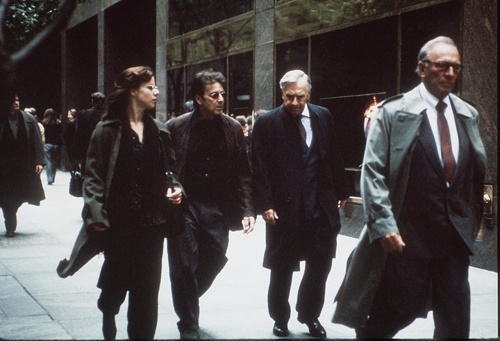 From left to right: Debi Mazar, Al Pacino, Philip Baker and Plummer in "The Insider."