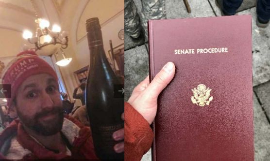 Jason Riddle “admitted that he walked into an office and found an open bottle of wine on or in a refrigerator and poured himself a glass” during the insurrection at the U.S. Capitol, according to a statement of facts by an FBI special agent. 